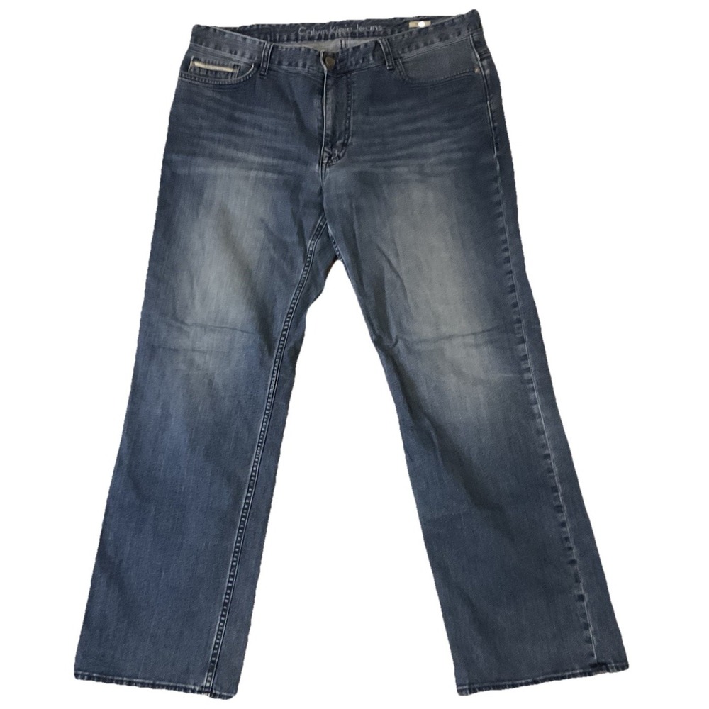 Calvin Klein Mens Straight Leg Med Wash Blue Denim Jeans Size W36 L30 (36x29)